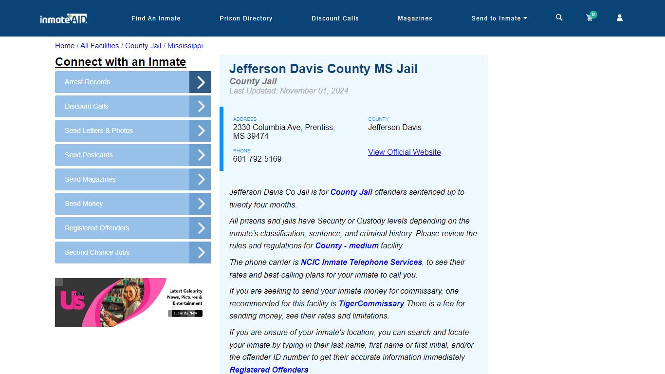 Jefferson Davis County MS Jail - Inmate Locator